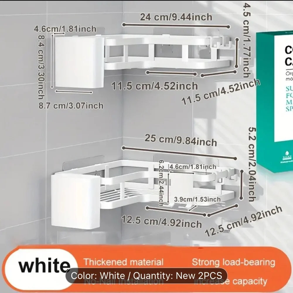 Corner Shower Metal Organizer (White)